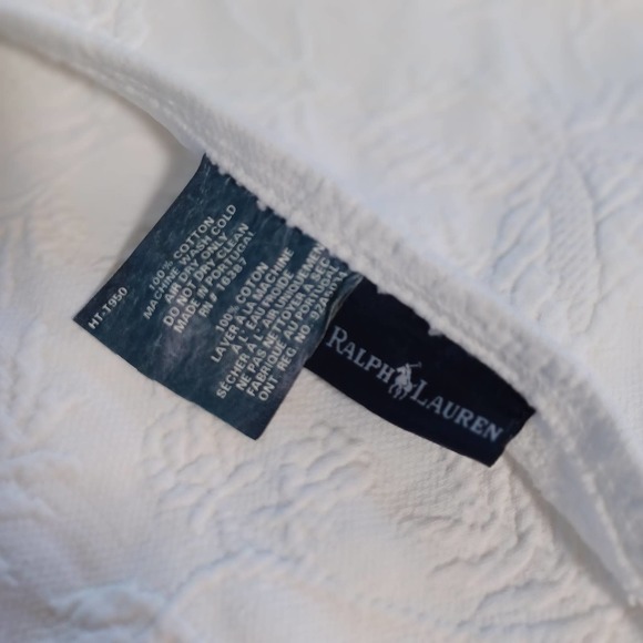 Ralph Lauren King Size Matelasse Quilted Fern Ivory Pillow Shams - Picture 4 of 5